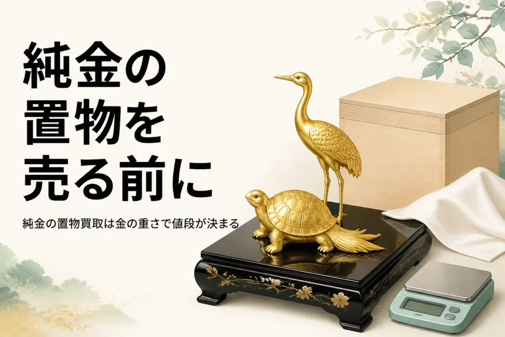 純金の置物買取の値段の決まり方を表したアイキャッチ