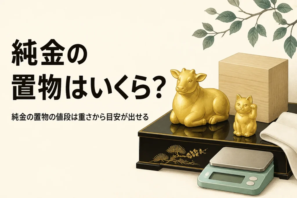 純金の置物の値段を重さから計算することを表したアイキャッチ
