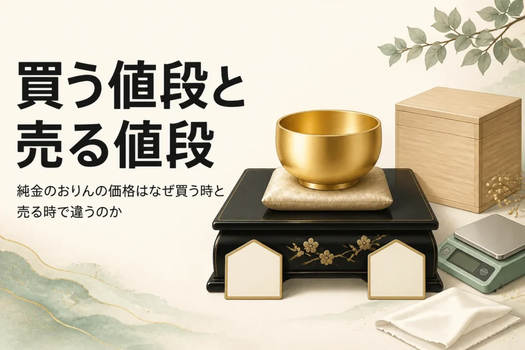 純金のおりんの買う価格と売る価格のイメージのイラスト