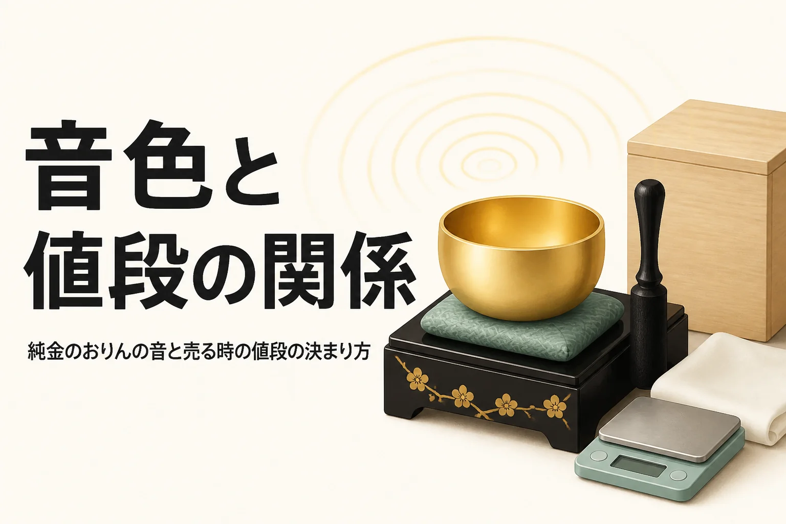 純金のおりんの音のイメージのイラスト