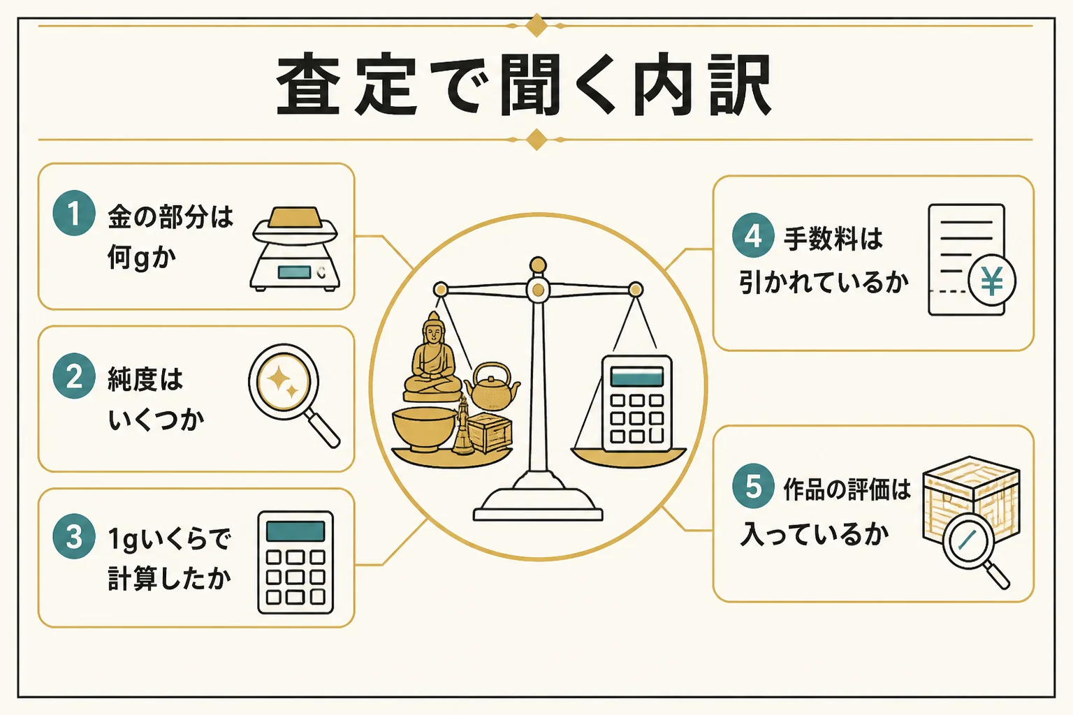 査定で聞いておきたい内訳を示した図解